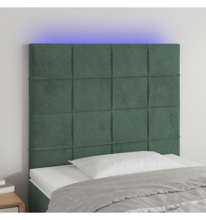 Tête de lit à LED Vert foncé 90x5x118/128 cm Velours | Mobilier & Déco