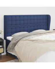 Tête de lit avec oreilles Bleu 163x23x118/128 cm Tissu | Mobilier & Déco