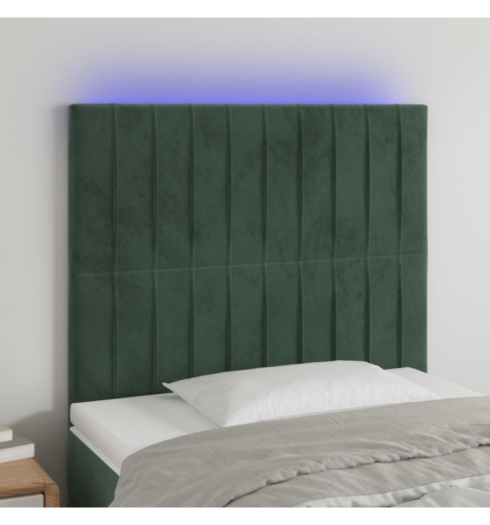 Tête de lit à LED Vert foncé 80x5x118/128 cm Velours | Mobilier & Déco