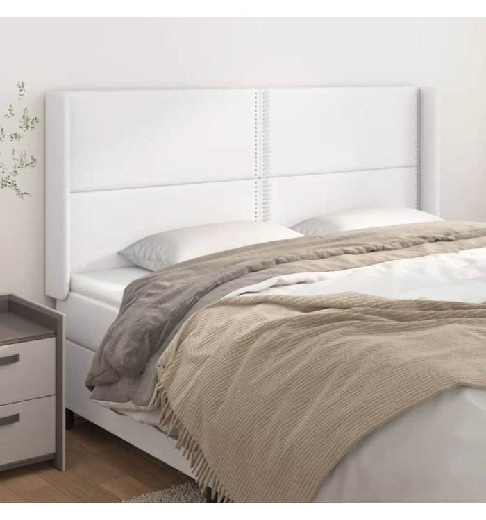 Tête de lit avec oreilles Blanc 183x16x118/128 cm Similicuir | Mobilier & Déco