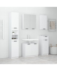 Meubles de salle de bain 5 pcs Blanc Bois d'ingénierie | Mobilier & Déco