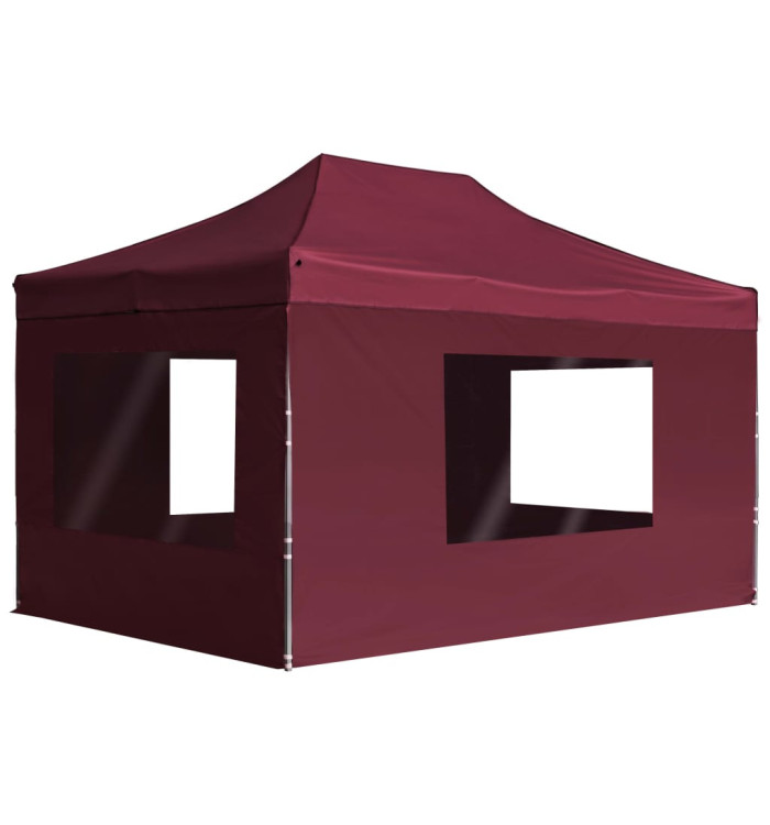 Tente de réception pliable et parois Aluminium 4,5x3 m Bordeaux | Mobilier & Déco