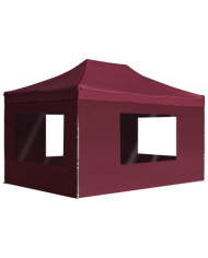 Tente de réception pliable et parois Aluminium 4,5x3 m Bordeaux | Mobilier & Déco