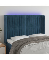 Tête de lit à LED Bleu foncé 147x16x118/128 cm Velours | Mobilier & Déco