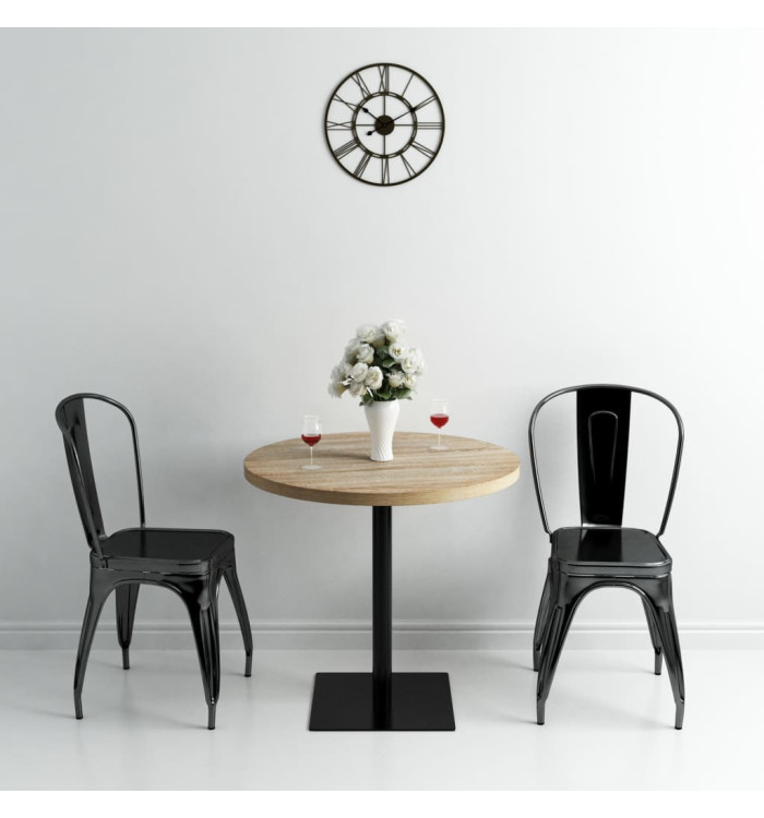 Table de bistro MDF et acier Rond 80 x 75 cm Couleur de chêne | Mobilier & Déco