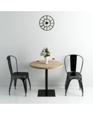 Table de bistro MDF et acier Rond 80 x 75 cm Couleur de chêne | Mobilier & Déco