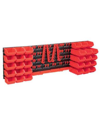 Kit de bacs de stockage et panneaux muraux 80 pcs Rouge et noir | Mobilier & Déco