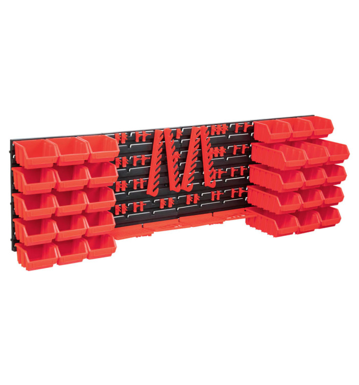 Kit de bacs de stockage et panneaux muraux 80 pcs Rouge et noir | Mobilier & Déco