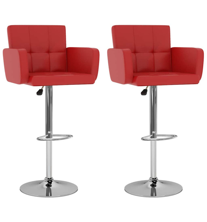 Tabourets de bar lot de 2 rouge similicuir | Mobilier & Déco