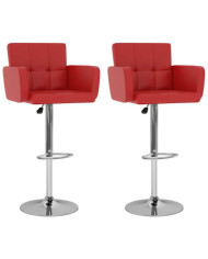 Tabourets de bar lot de 2 rouge similicuir | Mobilier & Déco