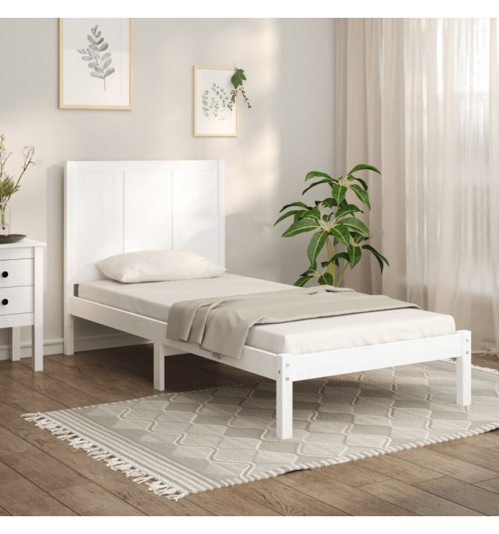 Cadre de lit sans matelas blanc 75x190 cm bois de pin massif | Mobilier & Déco