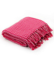 Couverture coton à carrés 220x250 cm Rose | Mobilier & Déco