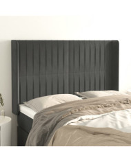 Tête de lit avec oreilles Gris foncé 147x16x118/128 cm Velours | Mobilier & Déco