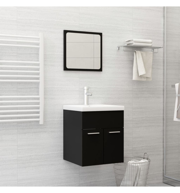 Ensemble de meubles de salle de bain Noir Aggloméré | Mobilier & Déco