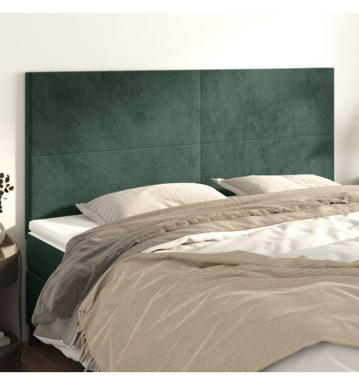 Têtes de lit 4 pcs Vert foncé 100x5x78/88 cm Velours | Mobilier & Déco