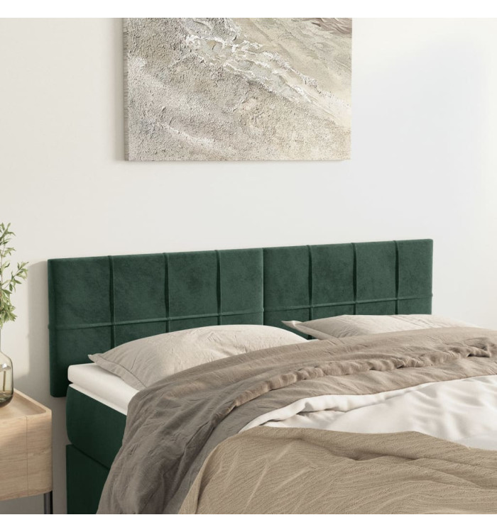 Têtes de lit 2 pcs Vert foncé 72x5x78/88 cm Velours | Mobilier & Déco