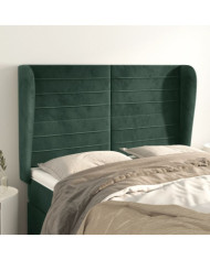 Tête de lit avec oreilles Vert foncé 147x23x118/128 cm Velours | Mobilier & Déco