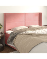 Tête de lit avec oreilles Rose 163x16x118/128 cm Velours | Mobilier & Déco