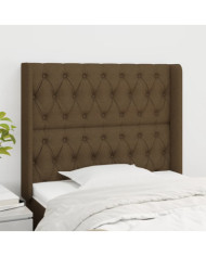 Tête de lit avec oreilles Marron foncé 93x16x118/128 cm Tissu | Mobilier & Déco