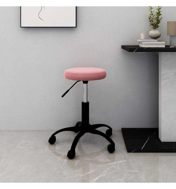 Chaise de bureau pivotante rose velours | Mobilier & Déco