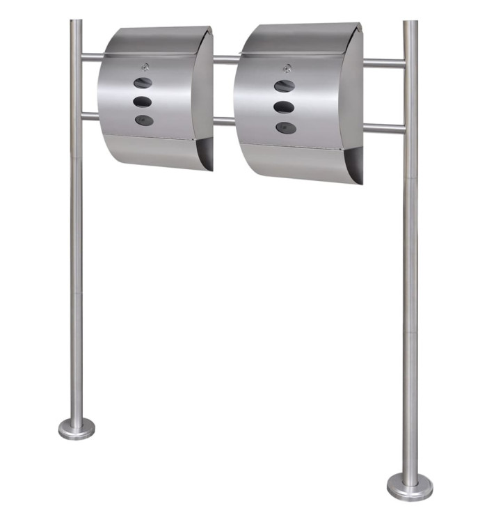 Double boîte à lettre sur support en acier inoxydable | Mobilier & Déco
