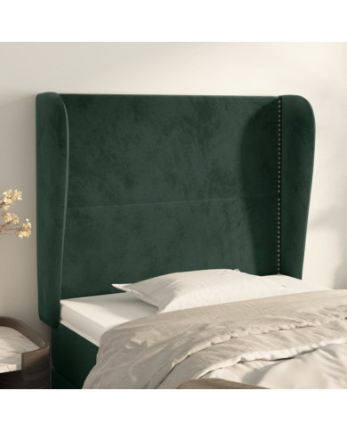 Tête de lit avec oreilles Vert foncé 93x23x118/128 cm Velours | Mobilier & Déco
