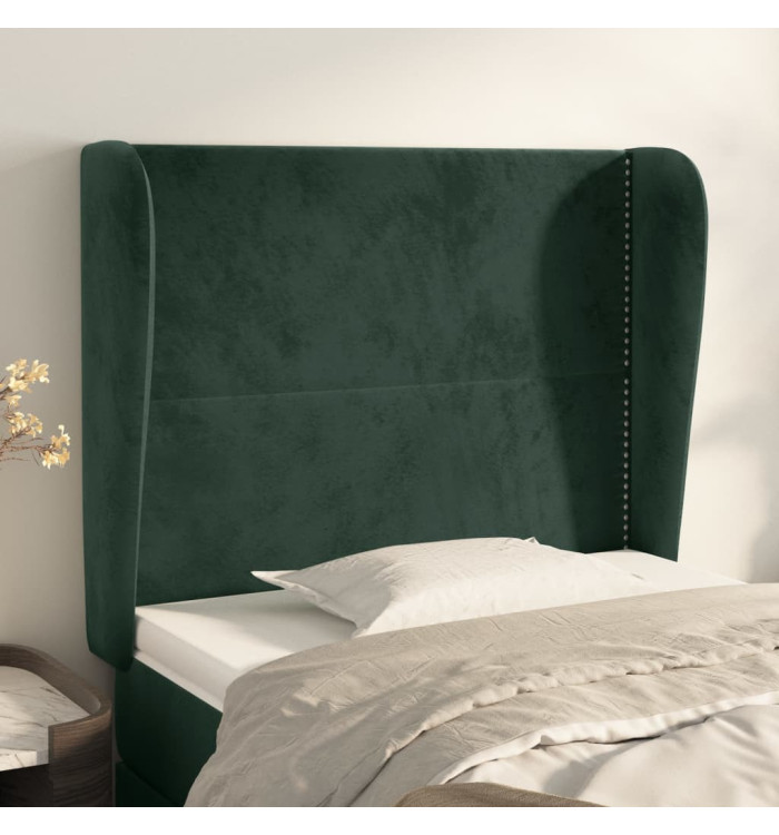 Tête de lit avec oreilles Vert foncé 93x23x118/128 cm Velours | Mobilier & Déco