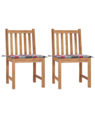Chaises de jardin lot de 2 avec coussins Bois de teck massif | Mobilier & Déco