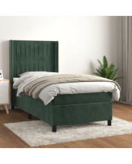 Sommier à lattes de lit avec matelas Vert foncé 100x200 cm | Mobilier & Déco