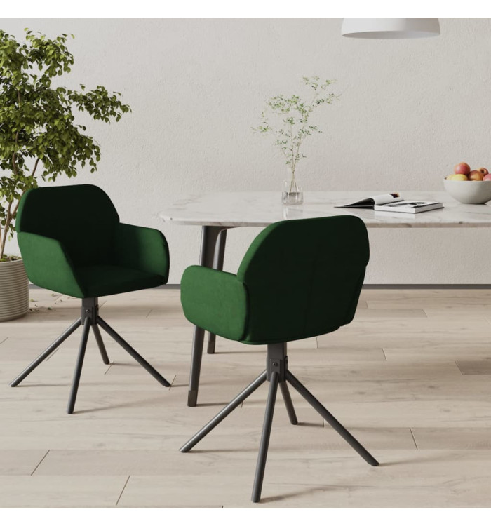 Chaises pivotantes à manger lot de 2 Vert foncé Velours | Mobilier & Déco