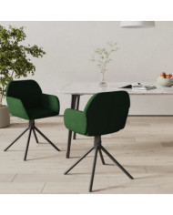 Chaises pivotantes à manger lot de 2 Vert foncé Velours | Mobilier & Déco