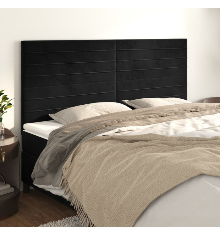Têtes de lit 4 pcs Noir 100x5x78/88 cm Velours | Mobilier & Déco
