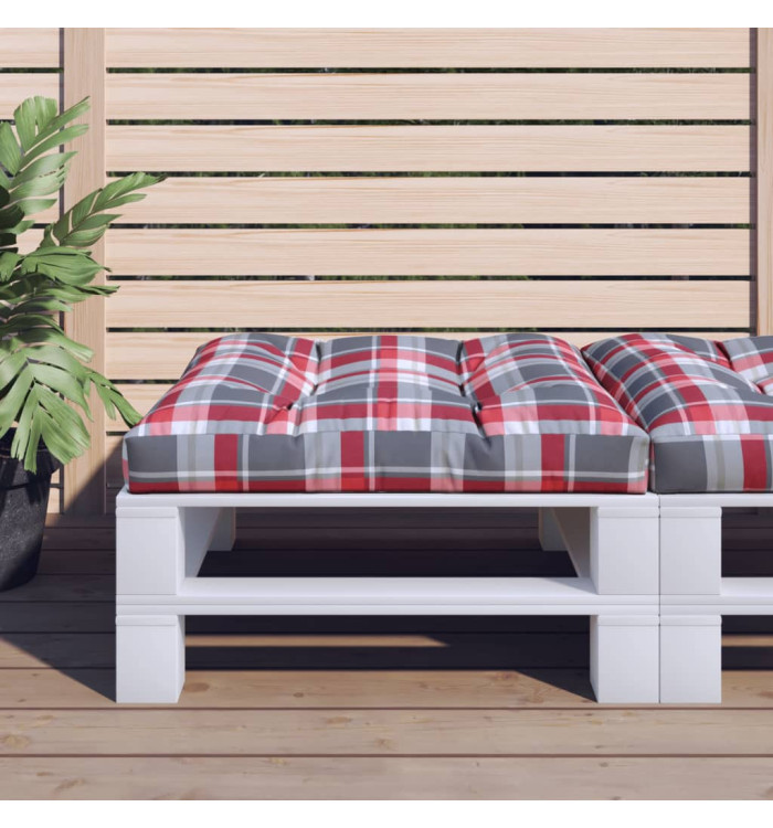 Coussin de palette motif à carreaux rouge 80x80x12 cm tissu | Mobilier & Déco