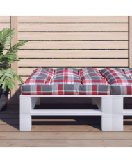 Coussin de palette motif à carreaux rouge 80x80x12 cm tissu | Mobilier & Déco