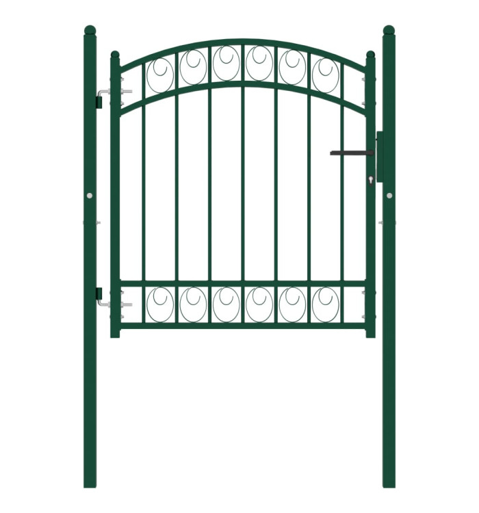 Portail de clôture avec dessus arqué Acier 100x100 cm Vert | Mobilier & Déco
