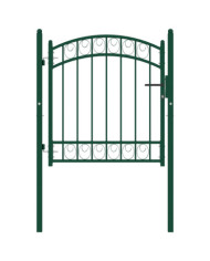 Portail de clôture avec dessus arqué Acier 100x100 cm Vert | Mobilier & Déco