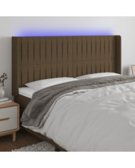 Tête de lit à LED Marron foncé 163x16x118/128 cm Tissu | Mobilier & Déco