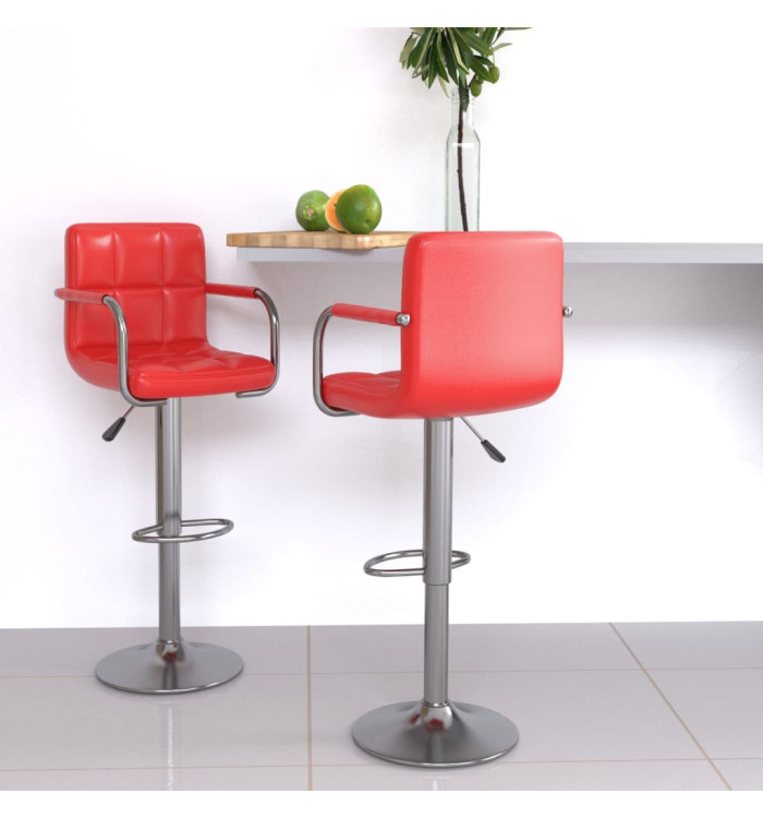 Tabourets de bar lot de 2 rouge similicuir | Mobilier & Déco