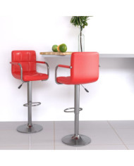 Tabourets de bar lot de 2 rouge similicuir | Mobilier & Déco