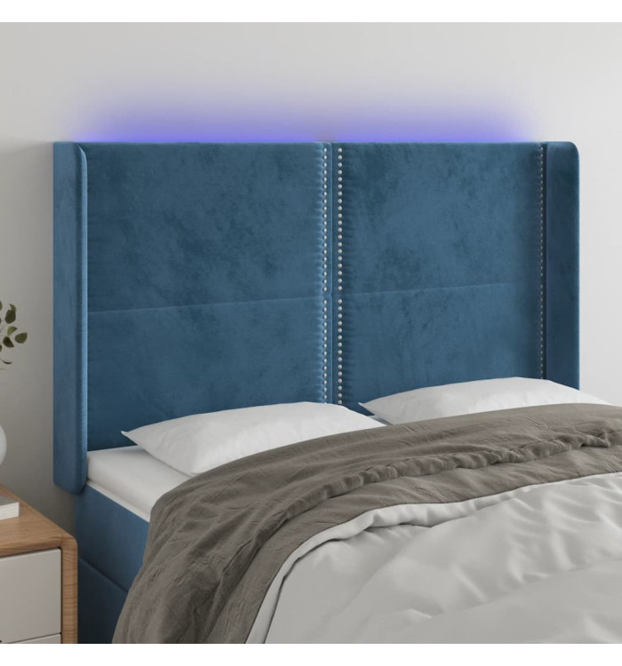 Tête de lit à LED Bleu foncé 147x16x118/128 cm Velours | Mobilier & Déco