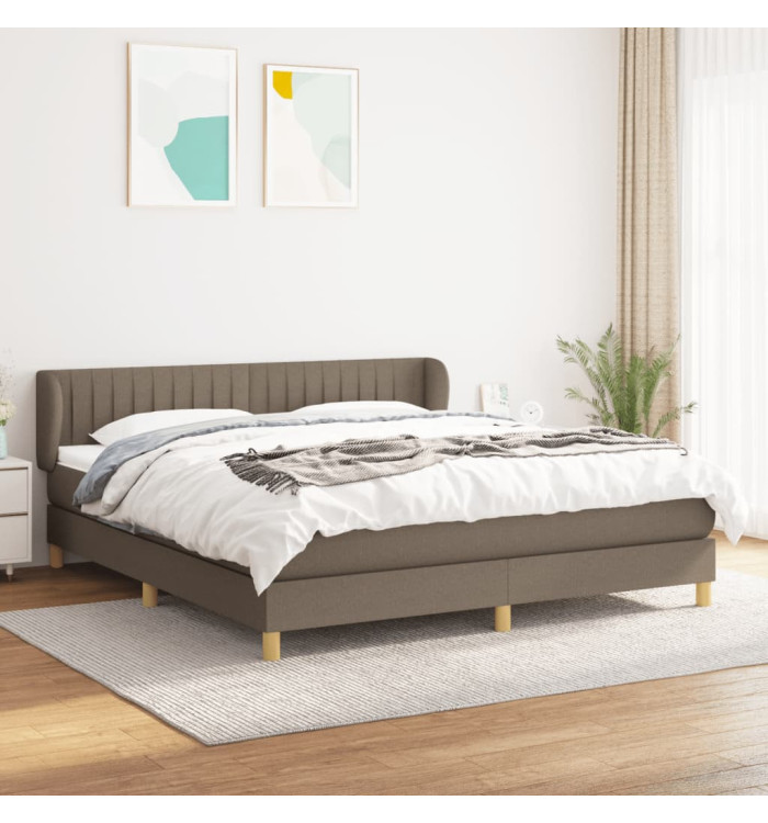 Sommier à lattes de lit avec matelas Taupe 160x200 cm Tissu | Mobilier & Déco