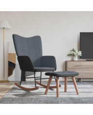 Chaise à bascule avec repose-pied Gris foncé Velours et PVC | Mobilier & Déco