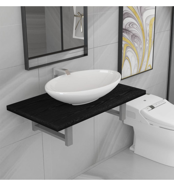 Meuble de salle de bain en deux pièces Céramique Noir | Mobilier & Déco