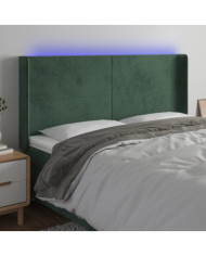 Tête de lit à LED Vert foncé 183x16x118/128 cm Velours | Mobilier & Déco