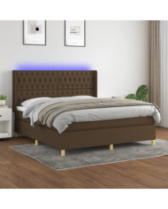Sommier à lattes de lit matelas et LED Marron foncé 180x200cm | Mobilier & Déco
