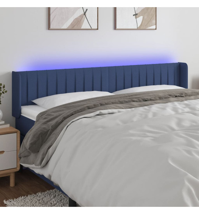 Tête de lit à LED Bleu 163x16x78/88 cm Tissu | Mobilier & Déco