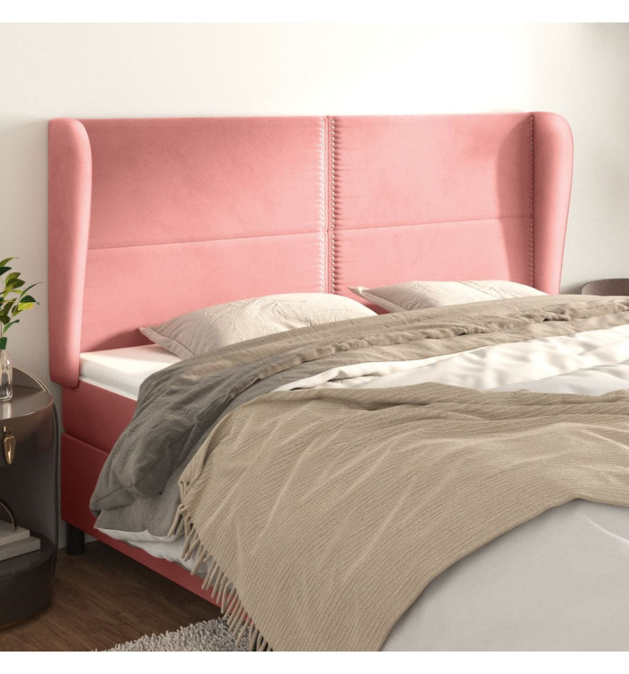 Tête de lit avec oreilles Rose 183x23x118/128 cm Velours | Mobilier & Déco