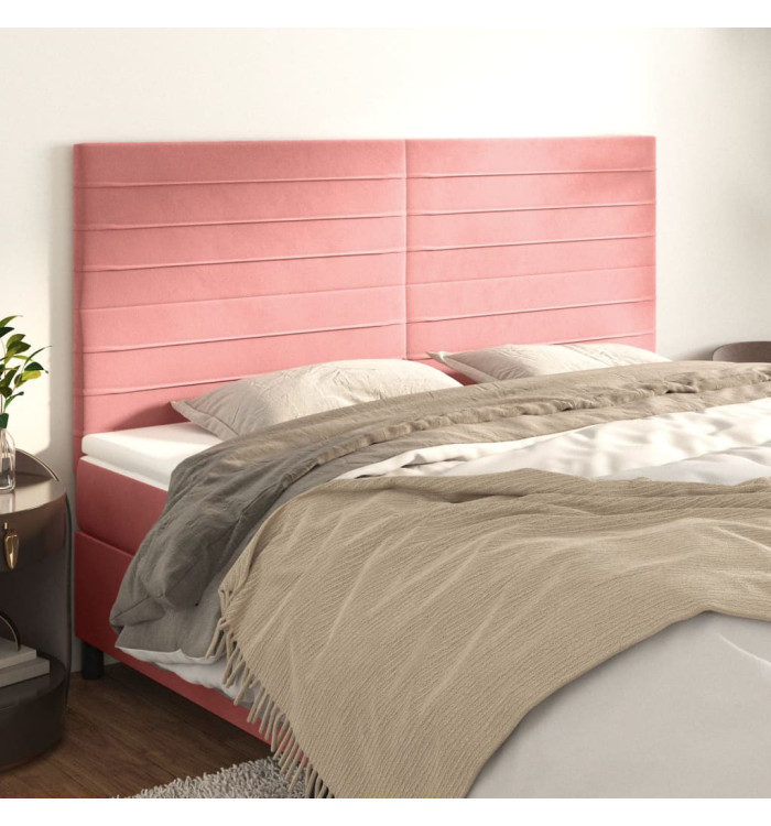 Têtes de lit 4 pcs Rose 90x5x78/88 cm Velours | Mobilier & Déco