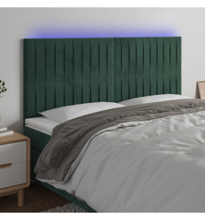 Tête de lit à LED Vert foncé 200x5x118/128 cm Velours | Mobilier & Déco