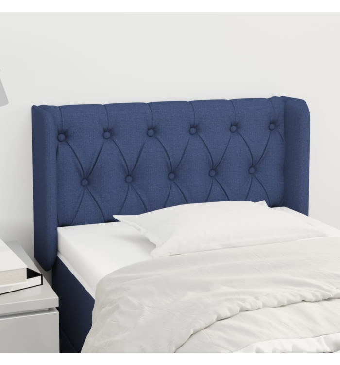 Tête de lit avec oreilles Bleu 83x16x78/88 cm Tissu | Mobilier & Déco